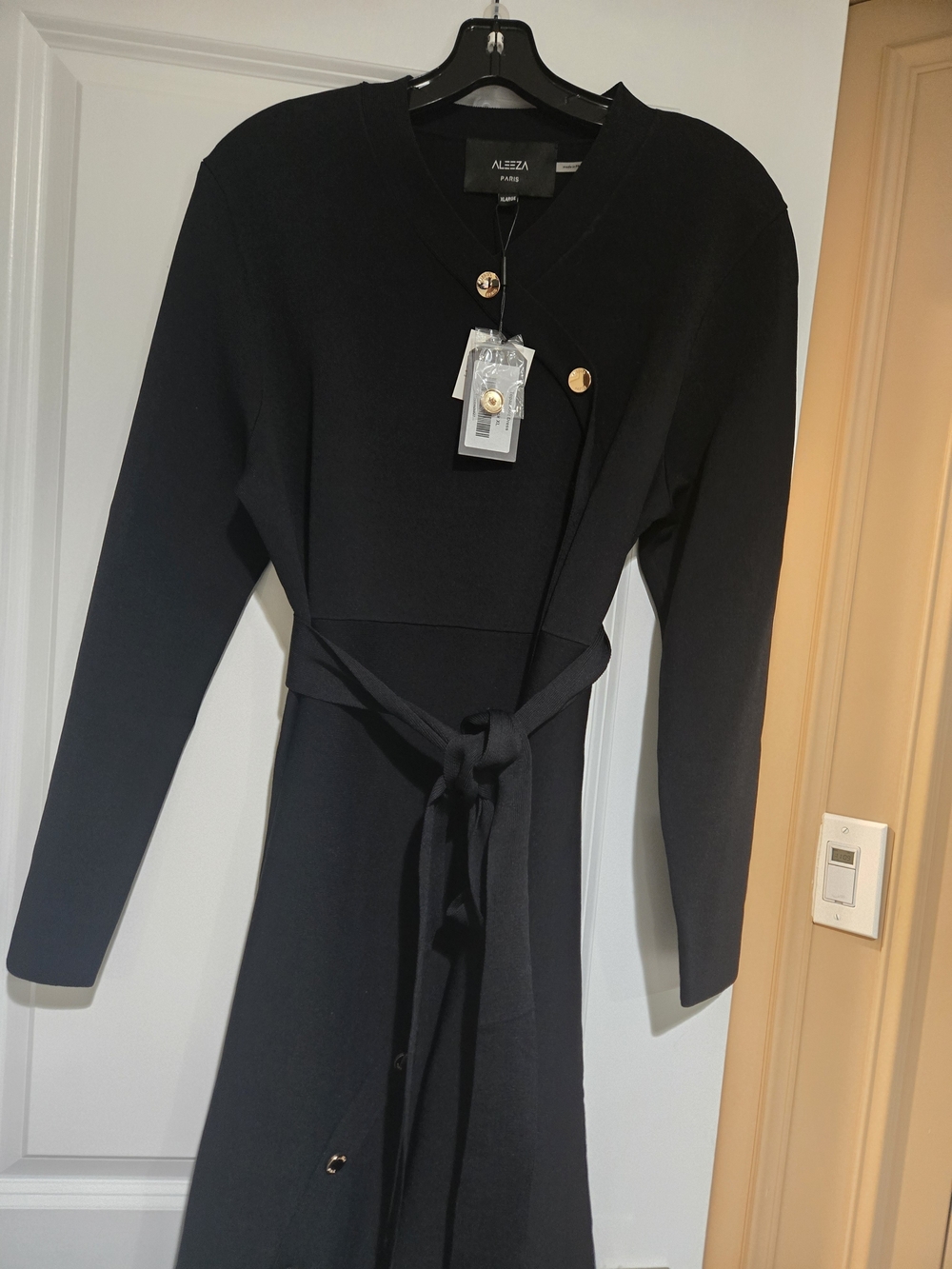 Aleeza PARIS Long Sleeve Wrap Midi Dress with Belt - Picture 5 of 7